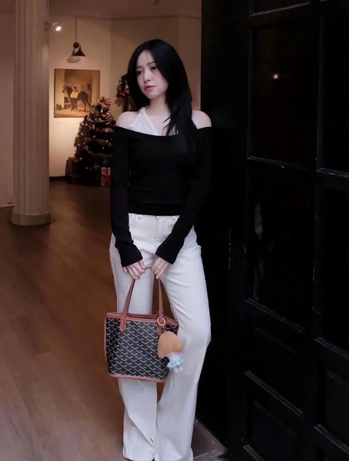 [ Xả Kho ]-HL02 Áo Thun Nữ Hàn Quốc Ôm Dáng Trễ Vai Phối Yếm Thời Trang | BigBuy360 - bigbuy360.vn