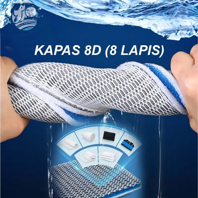 Busa Kapas Filter Nano Aquarium Kolam 8D 8 Layers 30x40x2 CM Import Tahan Lama Bahan Tebal Premium Filter 8