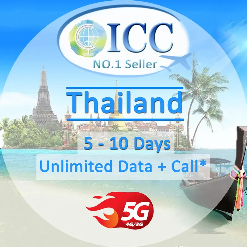ICC SIM Card_Thailand 5-10 Days Unlimited Data + Call* SIM Card (Truemove/AIS/DTAC Network)