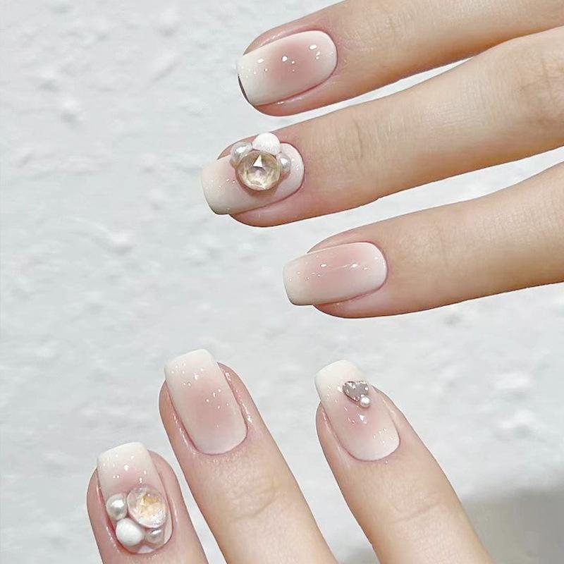 Product Introduction of [Free Jelly Glue] French Manicure Short False Nails Manicure Fake Nails Fake Nails Cute Fake Nails Angry Nails Short Nail Polish 15
