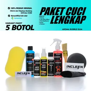 PAKET CUCI LENGKAP PENGKILAP PEMBERSIH PERAWATAN KENDARAAN 5 BOTOL by INCLEEN AUTO CARE