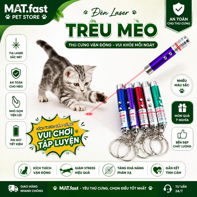 Đèn Laser trêu mèo, Đồ chơi đèn laze cho mèo giải toả căng thẳng