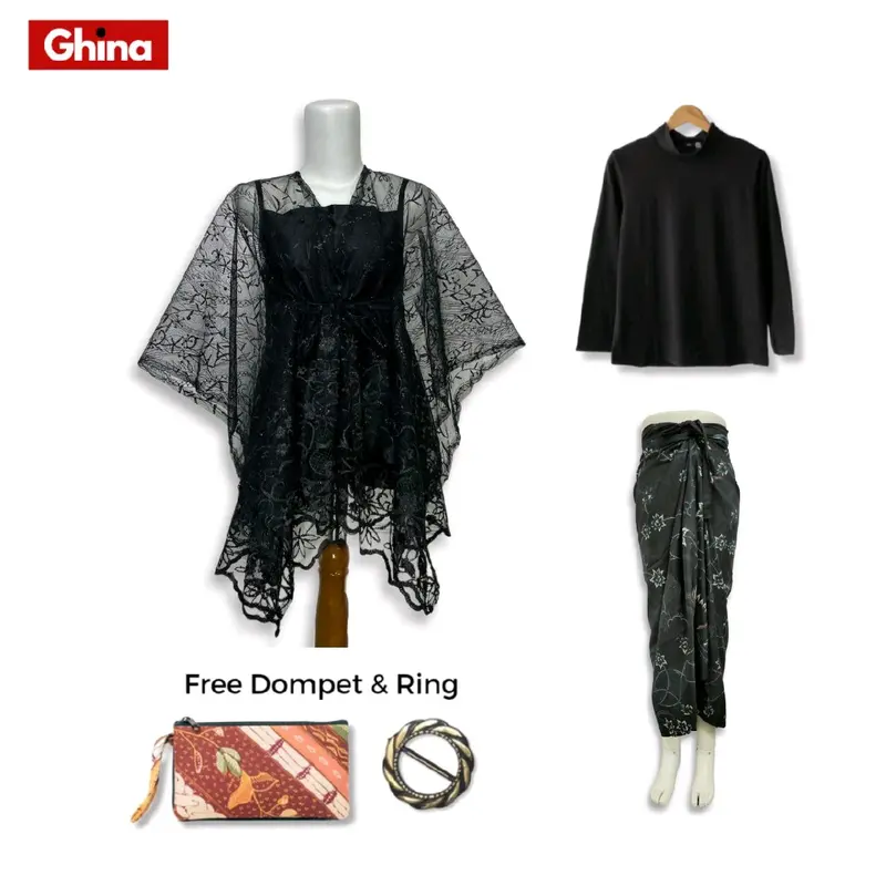 Paket Kondangan 5in1 - Kebaya Ghina One Set Kondangan Wanita Kekinian Outer Brokat Tile Premium Cardi Setelan Kebaya Modern Polos Pesta Dress Remaja Dewasa Mewah kebaya graduation kelulusa kebaya burgundy Baju Atasan Natal Wisuda 1