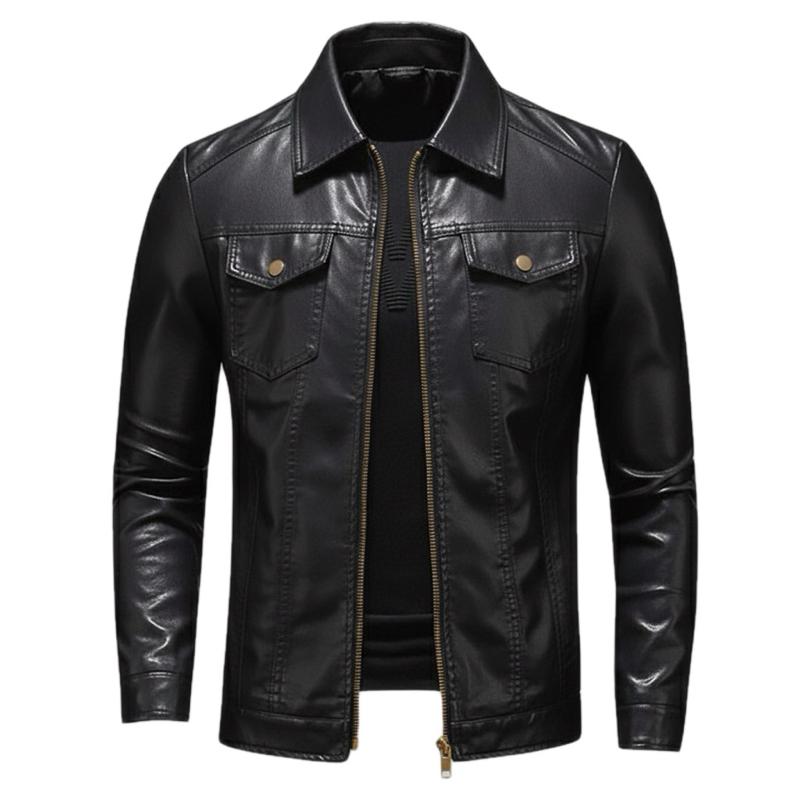 Áo khoác da nam cổ bẻ khoá đồng lót lông da nhập khẩu cao cấp không bong bảo hành 24 tháng