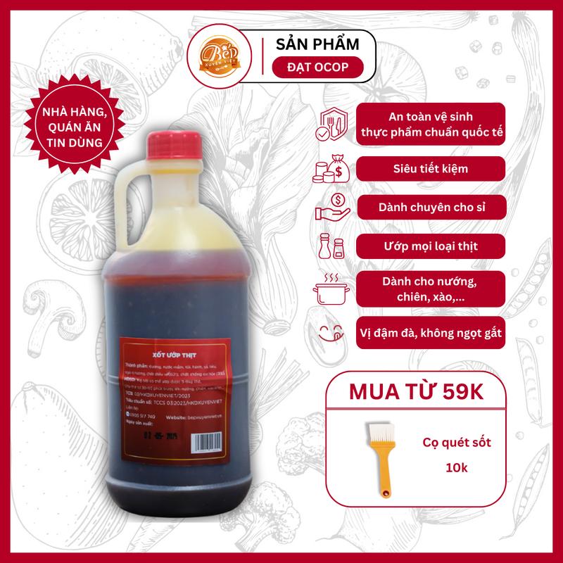 Sốt Ướp Thịt Nướng BBQ Bếp Xuyên Việt 1KG cho 5KG thịt, Nước Sốt Ướp Thịt Hải Sản Tiện Lợi. Gia Vị Gia Đình