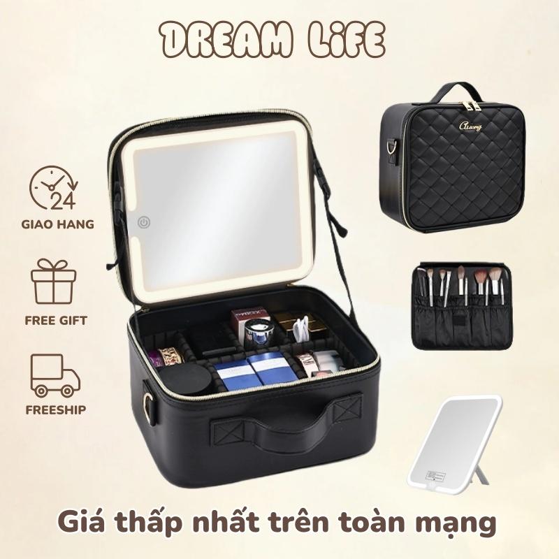  Tặng Năm Mới  Cốp Đựng Mỹ Phẩm cao cấp cốp đựng đồ make Túi trang điểm LED với đèn và gương Chống nước chống sốc Kích Thước 26x23x13cm 