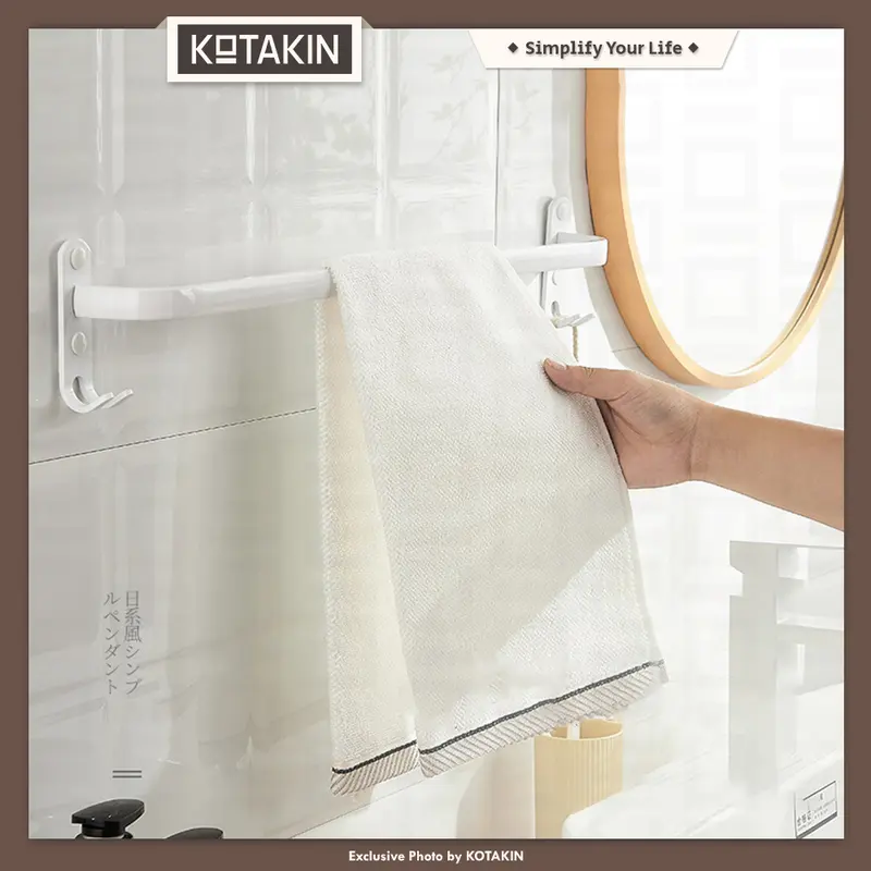 Rak Gantung Jemuran Handuk Dinding  1 Susun Towel Hanger Baju Kamar Mandi Besi Multifungsi 3