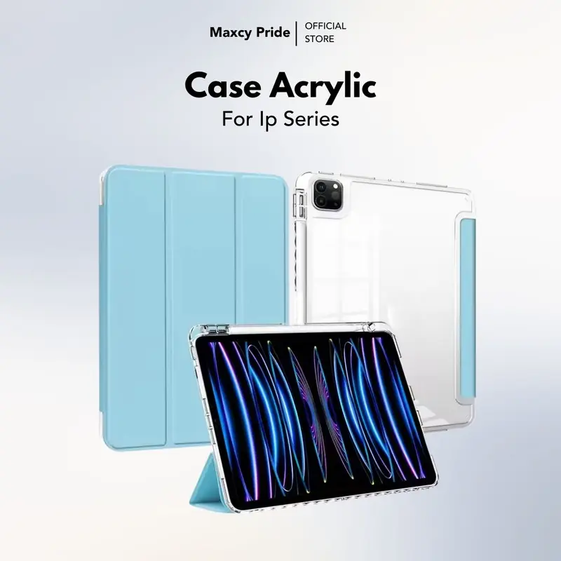 Case Acrylic Kompatibel Untuk I pad 7 8 9 10.2 Air 6 11/13 2024 Gen 10th Air 5 Air 4 air 10.9 Air 1/2 9.7" Pro 11 M1 M2 Mini 6 Pro 12.9 Transparent Akrilik New Version Smart Autolock with Pen Slot 0