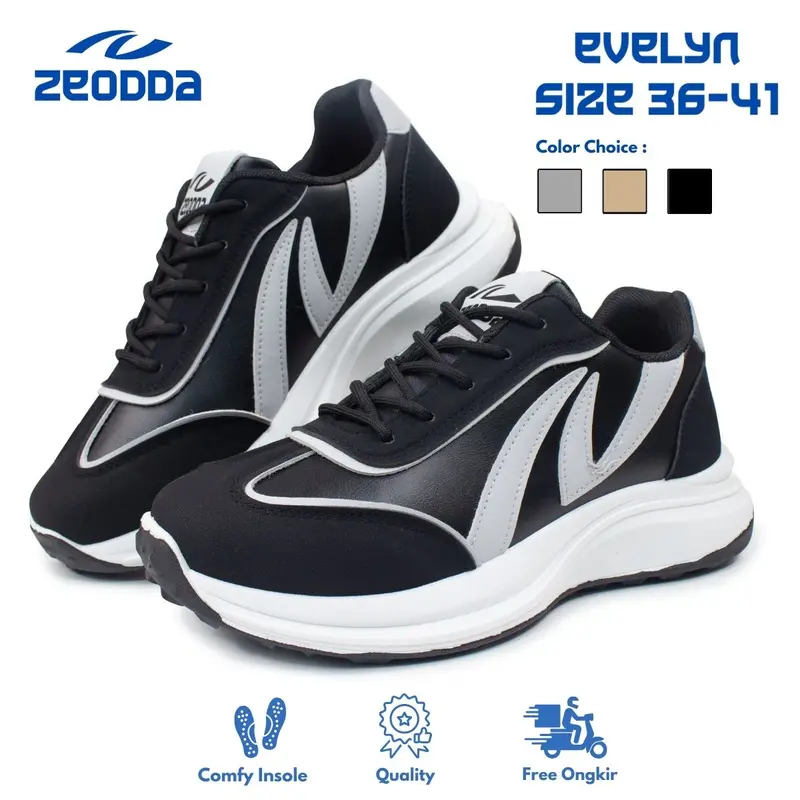 Zeodda Evelyn Sepatu Sneakers Wanita Shoes Black Casual Sport 1067 4