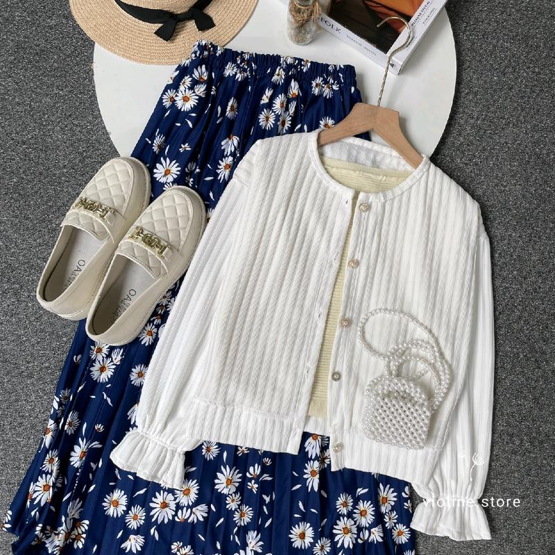 Violine store - ONESET SETELAN WANITA SETELAN ROK PANJANG CEWE KEKINIAN CARDI KNIT HORNET PREMIUM & ROK PLISKET MOTIF BUNGA ONESET LUCU KOREAN OUTFIT STYLE KEKINIAN REMAJA OUTFIT HEALING MURAH KEKINIAN  ONESET CAKEP WANITA MASA KINI STYLE 2025 5