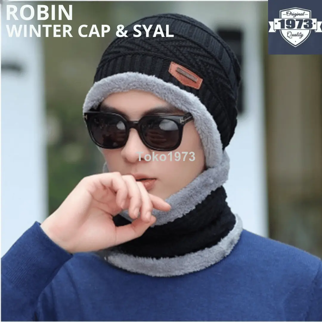 [Toko1973] Winter cap & syal : ROBIN - knit caps beanie topi musim dingin kupluk