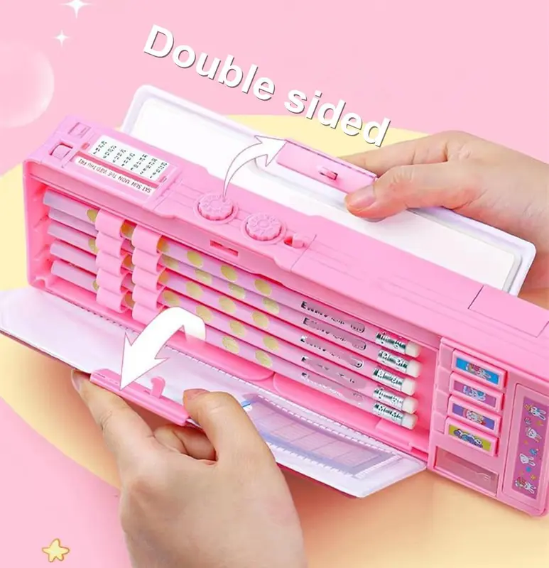 Tempat Pensil Password Multifungsi Sanrio Cinnamoroll Biru Kuromi Ungu Melody Pink Astronot Rocket Roket Karakter Lucu Kotak Pensil Alat Tulis Bahan Tahan Air Berkapasitas Besar 4