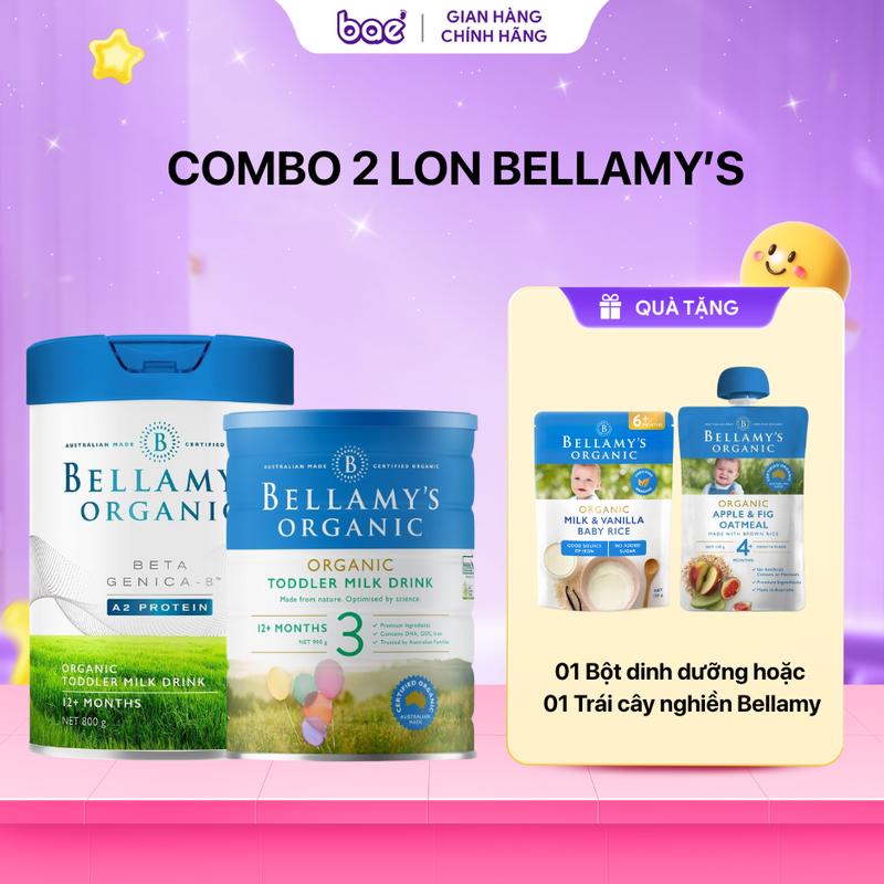 tặng quà Combo 2 sữa bột Bellamy's A2 Organic HMO Úc 800gram đủ số 1,2,3,4 800gr 400gr - Bae Store