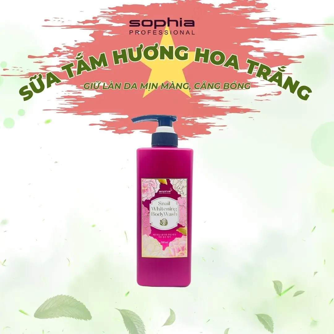 Sữa Tắm Dưỡng Sáng Tinh Chất Ốc Sên SOPHIA PROFESSIONAL Hỗ Trợ Trắng Da, Tái Tạo Làn Da Đều Màu Nam và Nữ 500ml - TOS101