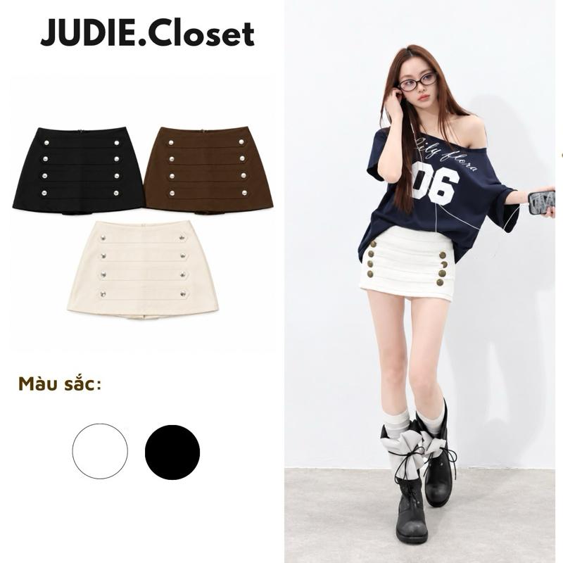 KAKI L1 - Chân Váy Kaki Bản 8 Cúc Hottrend (quần bảo hộ cùng vải) dáng A ngắn JUDIE.Closet
