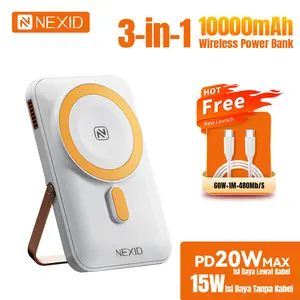 NEXID 3-in-1 Wireless Magnetic Powerbank 10000mah PD 20W Strong Magnetic N52 Power Bank Magsafe For Airpod iWatch iPhone and Android Samsung xiaomi vivo-JFTDDY