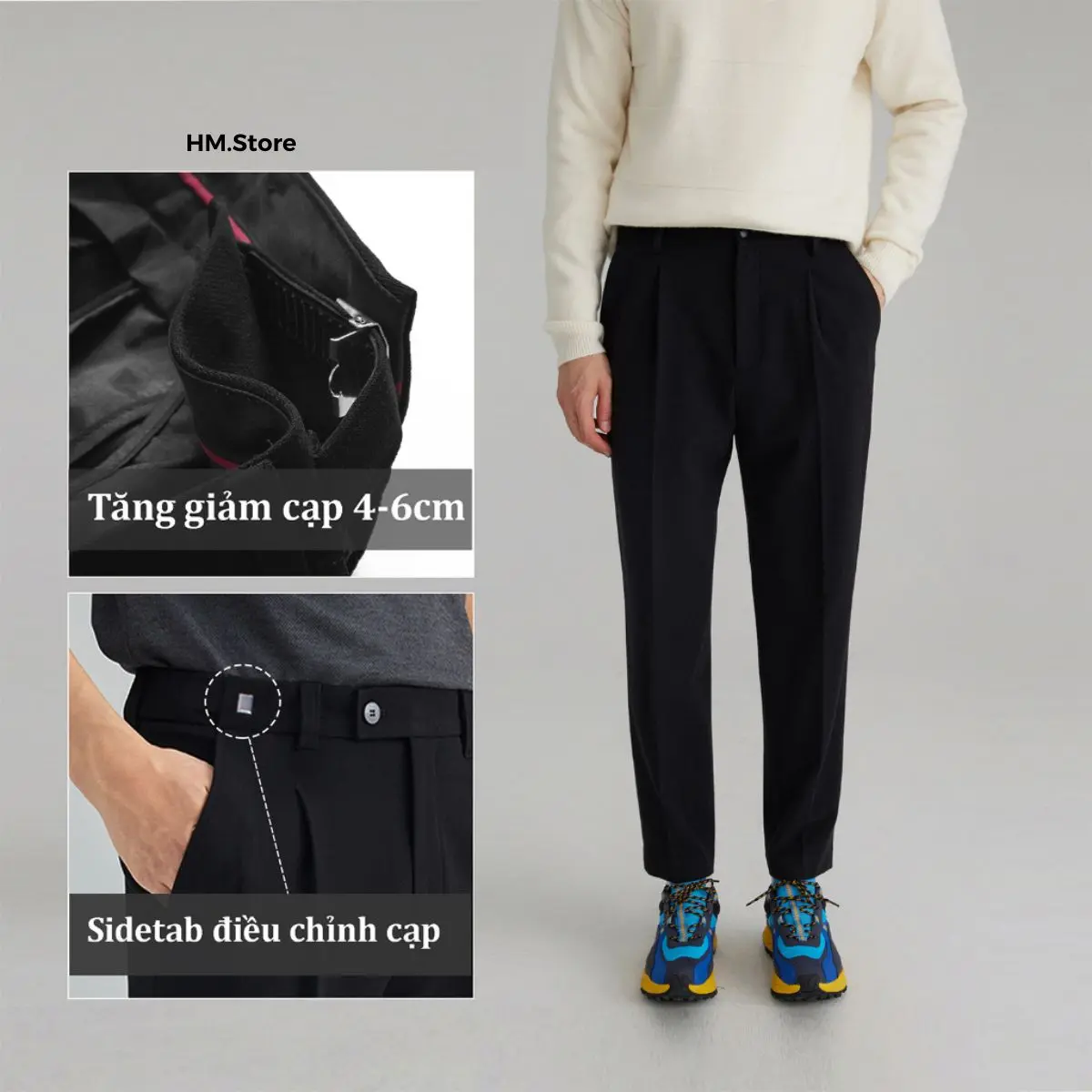 (CÓ BIGSIZE)Quần Âu Sidetab Chỉnh Eo Vải Cotton hàn Cao Cấp,Co giãn nhẹ cạp điều chỉnh