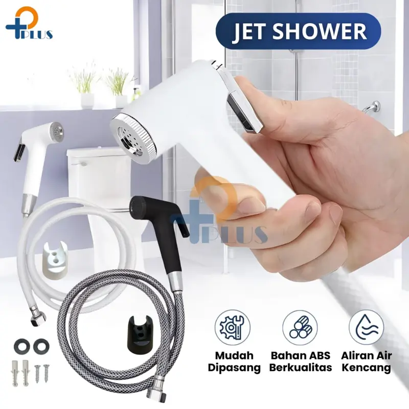 PPLUS Flusso Jet Shower Toilet / Jet Washer Bidet Cebok Kloset Closet WC / Spray Bidet Cebok Kloset Closet WC Murah 1,2 Meter Putih & Hitam 0
