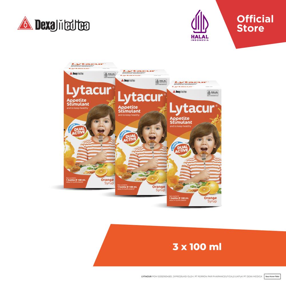 Lytacur Sirup Rasa Jeruk 100 ml | Triple Pack | Suplemen Vitamin Nafsu Makan Anak Aktif Sehat Tumbuh Kembang
