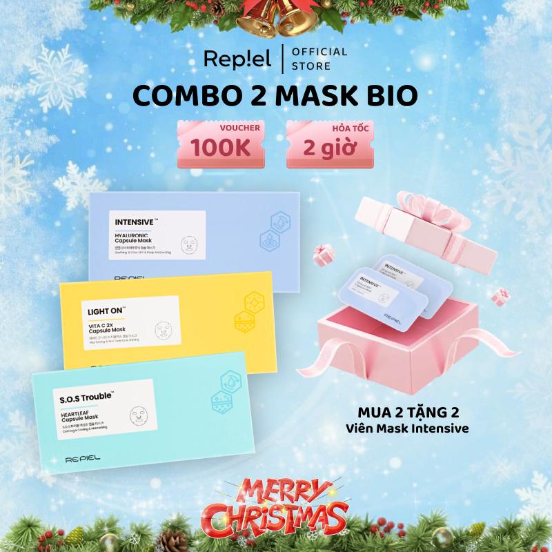   COMBO 2  Mặt nạ Bio Cellulose - Mặt nạ sinh học phôi dừa Capsule Mask REPIEL  Hộp 4 viên  