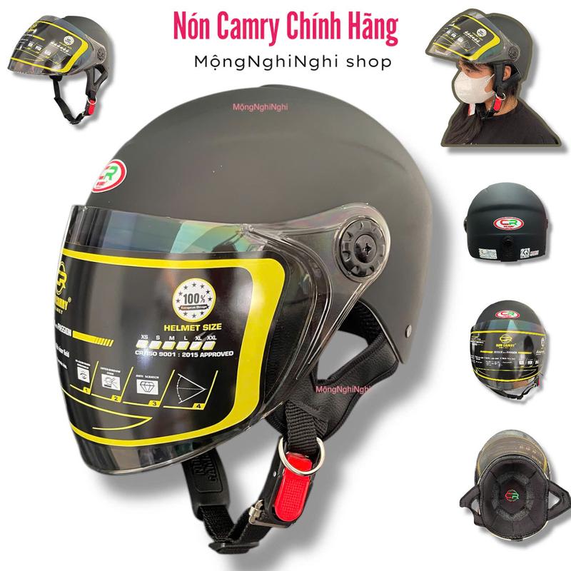  Nón Bảo Hiểm MôTô 1 2 Chính Hãng  CAMRY  CR HELMET Mũi Pasi và có Kính Chống Tia UV Đi Được Ngày Đêm - Bảo Hành 12 Tháng Chất Liệu Nhựa ABS 