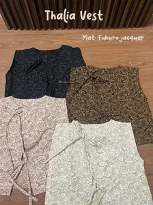 Thalia Vest - Vest Wanita dengan Bahan Fukuro Jacquar coklat series - jacquar timbul - atasan vest wanita