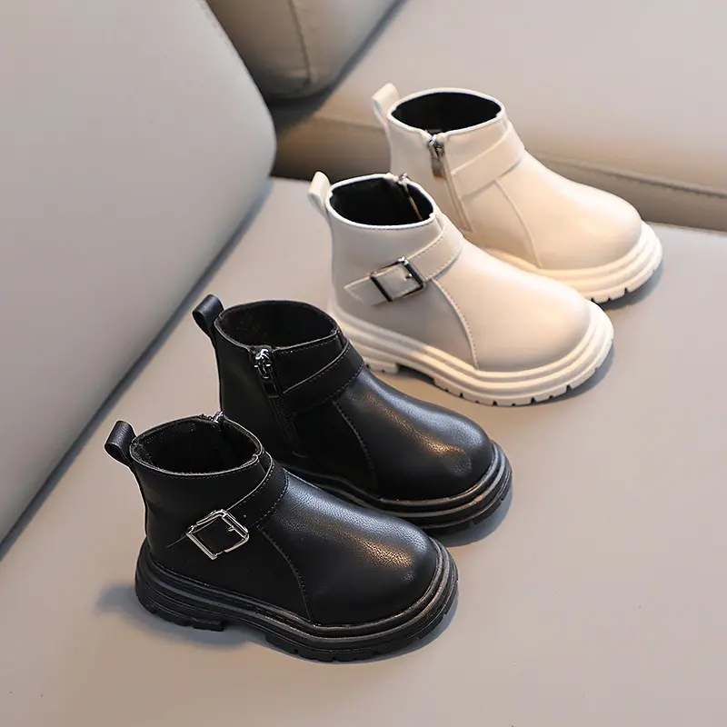 21-30 Size Fashion Boys Girls Handsome Casual Simple Side Zipper Design Non-Slip Short Boots