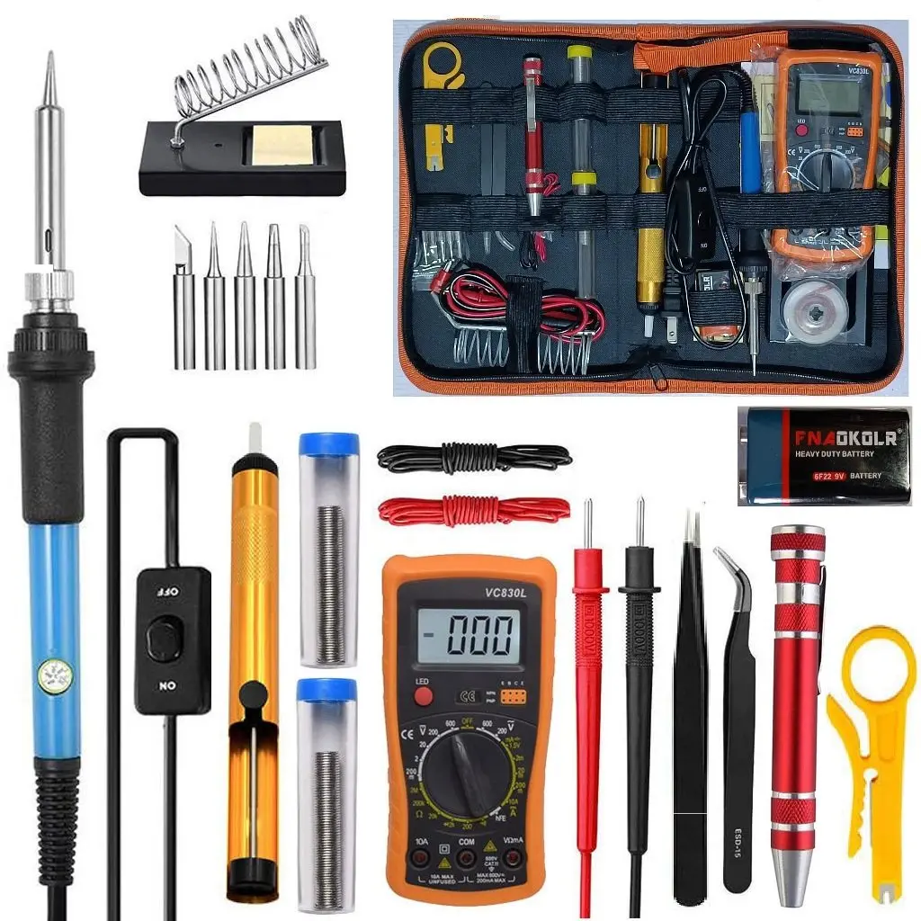COD-Paket Solder Set Solder Listrik Lengkap dengan Multimeter Iron Tool Kit 220V 60W/Solder Listrik Murah Paket Penyedot Penghisap Timah Set Kit Lengkap Komplit Station Kit Lengkap Komplit Station