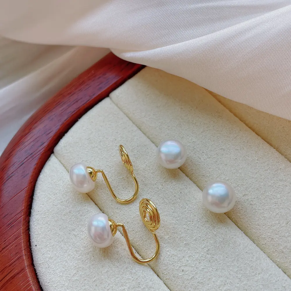 Natural freshwater pearl earrings for women to wear daily without ear holes