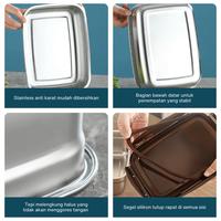 Gambar Lunch box Tempat Makan Toples Kotak Dan Bulat Stainless Foodgrade Makanan Penutup Klip Anti Tumpah - Kotak 400ml dari Umikee Indonesia Kota Tangerang 2 Tokopedia