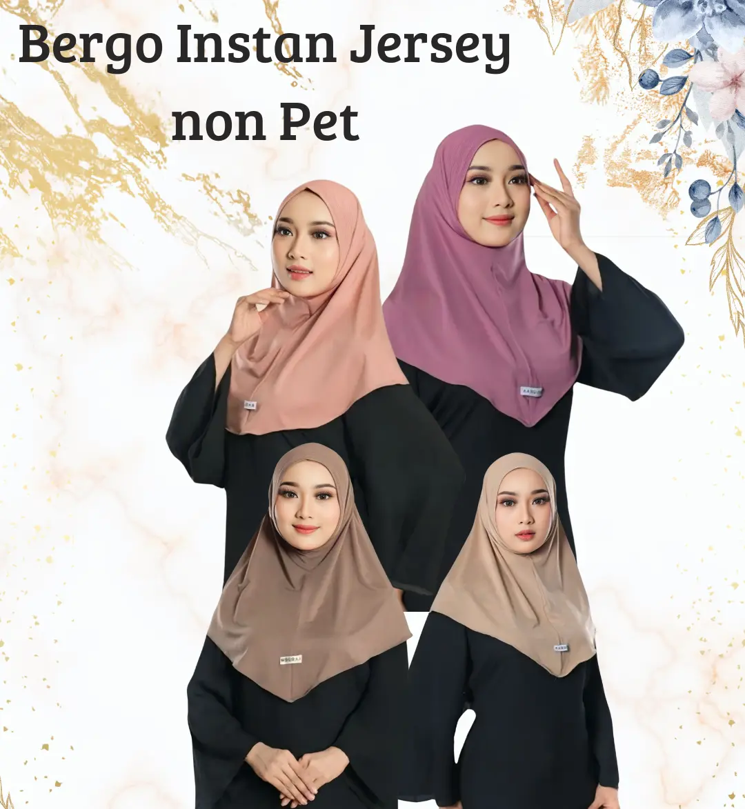 Hijab Instan Bergo Jersey Non Pet / Bergo Instan Jersey Muslim - Kerudung Dewasa