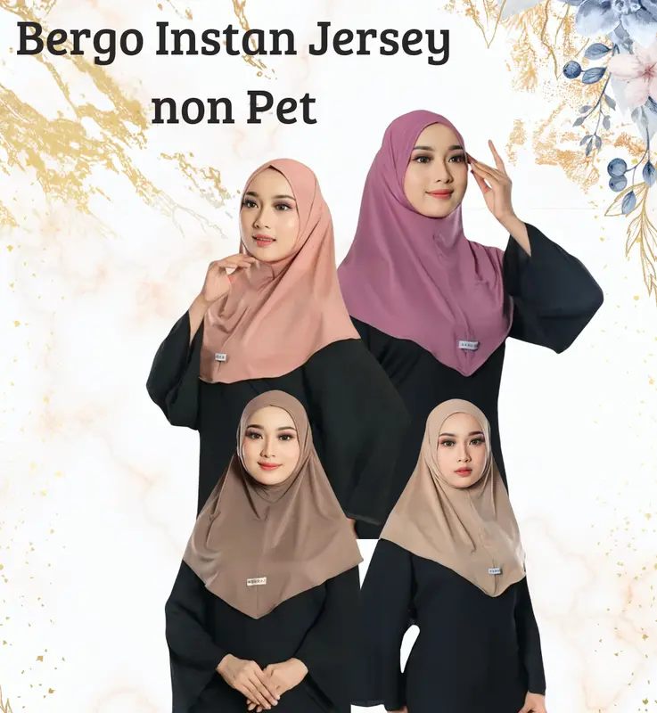 Hijab Instan Bergo Jersey Non Pet / Bergo Instan Jersey Muslim - Kerudung Dewasa 0