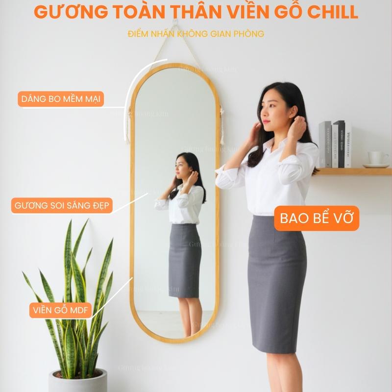 Gương soi toàn thân size 40x120cm nịnh dáng gương viền gỗ treo tường Trang Trí Nhà gương decor phòng cực đẹp tặng dây thừng và đinh treo không cần khoan tường.GKR02 Đồ Chơi Trang Trí