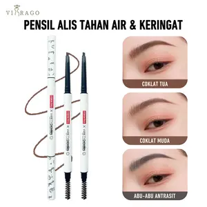 LGNIS  Pensil alis segitiga tahan air asli yang alami dan tahan lama / tahan lama dan tidak dapat dihapus / tahan air dan tahan keringat / pensil alis yang sangat halus untuk wanita / wanita pemula / riasan ujung ganda alami Hitam
