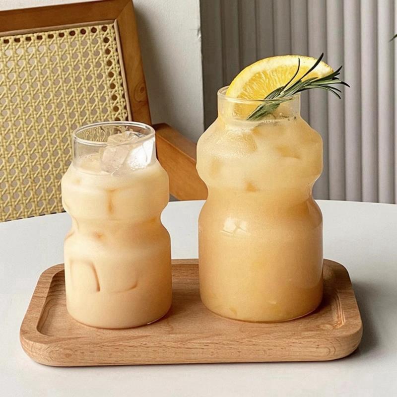 Product Introduction of Ripple Glass Cup Housewarming Gift Iced Coffee Glass Glass Coffee Mug Unique Cocktail Glass Ripple Drinking Glasses Home Kitchen Bar Party Accessories 14