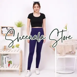 Celana Legging Panjang Polos Wanita / Legging Spandek Jersey Putih & Hitam  Melar/ Legging Licin Nyaman by sheenalaStore