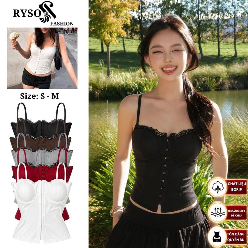 Áo Hai Dây Nữ Cúp Ngực Phối Ren Form Corset Dáng Dài Ôm Body Borip Tôn Dáng 2S14 RYSO FASHION
