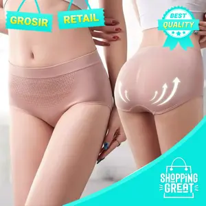 HARGA 3PCS !!! 25 gram W-CD001 Celana Dalam Wanita 3 Pcs Briefs Elastis Seamless Mid Waist