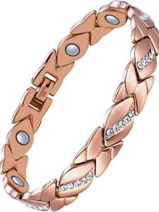 Pulsera de hoja para mujer, pulsera magnética de cobre puro con diamantes, imán efectivo de 3500 gauss, diversión al aire libre