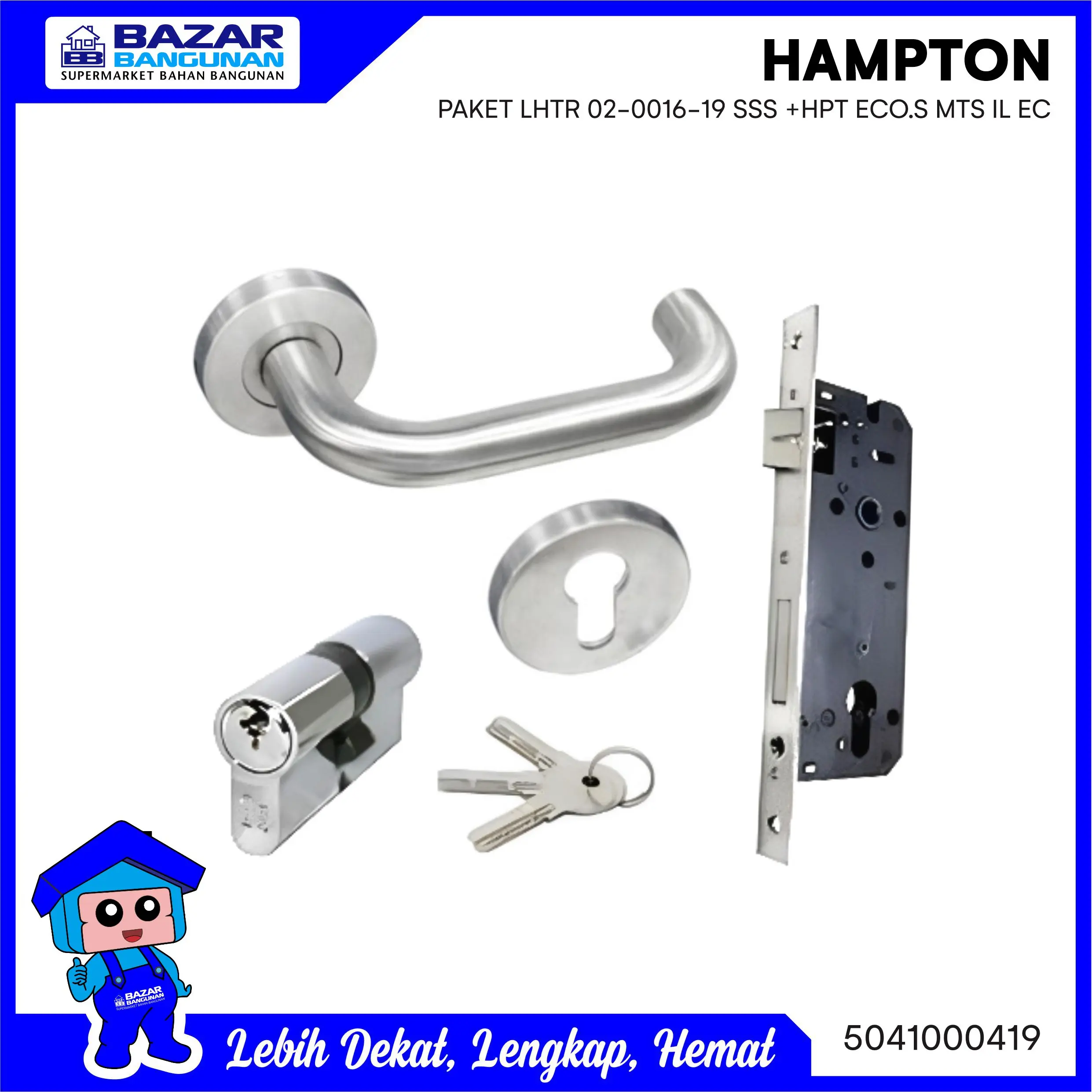 Hampton - Paket Gagang Pintu / Handle Set Dekkson Lhtr 02-0016 19Mm Ss
