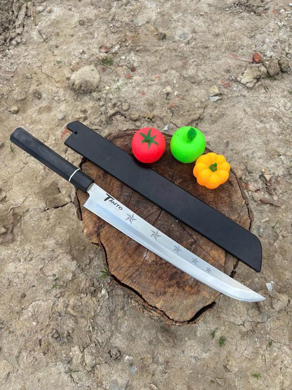  Dao TanTo   tặng vỏ  . Dao nhà bếp thép trắng không gỉ chuyên thái Sashimi sang trọng 