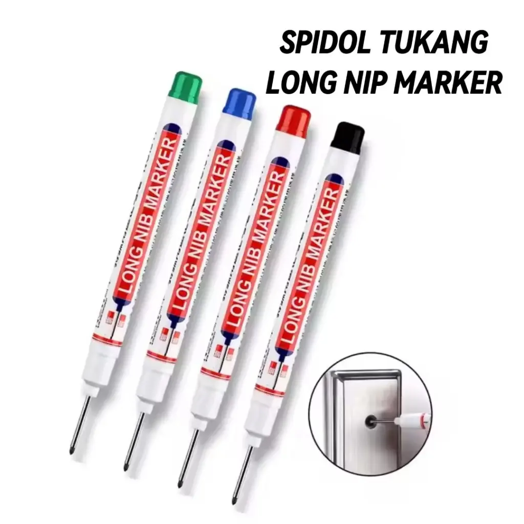 SPIDOL TUKANG LONG NIB SPIDOL KEPALA PANJANG LONG NIP HEAD MARKER Pulpen Tulisan Serbaguna Tukang Bangunan Lubang Dalam