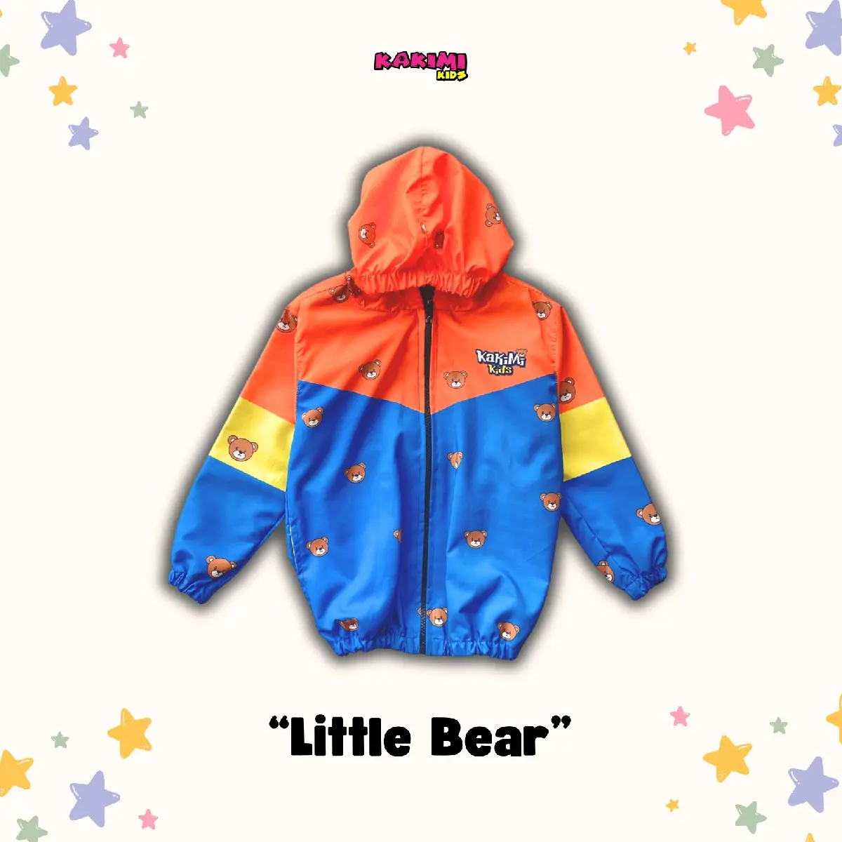 JAKET PARASUT ANAK MOTIF "LITTLE BEAR" FULL PRINTING