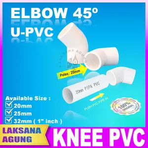 [20mm] Knee 45° pvc 20mm warna putih | Keni pvc 45° 20mm warna putih Elbow pvc Aquarium 20mm Putih