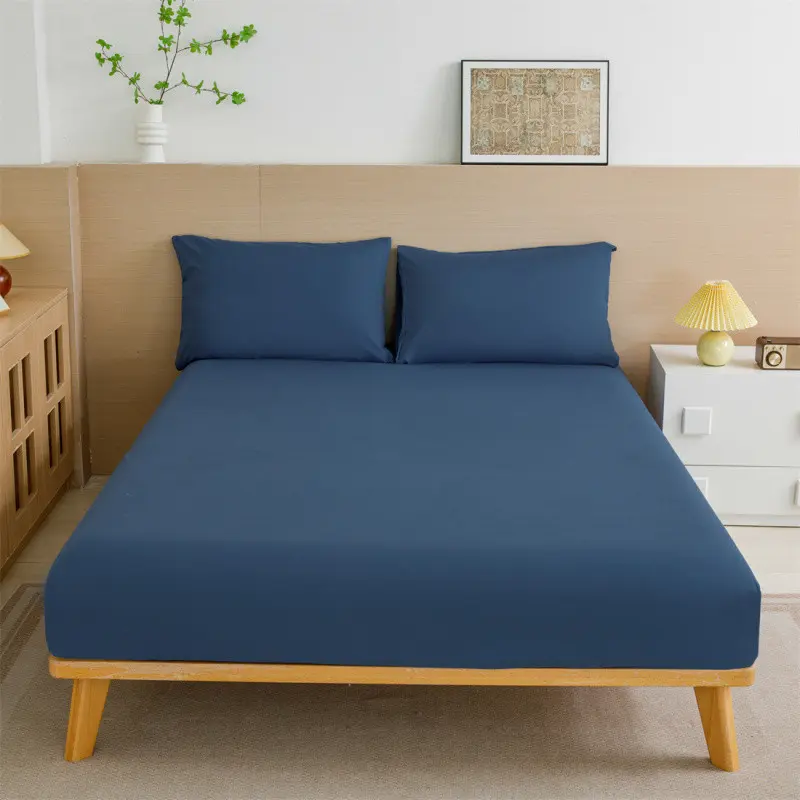 3 in 1 Plain cotton Bedsheet Set Soft and Comfortable Single/Double/Queen/King Size Bed Sheet Cover (1 bedsheet+2 pillowcases) beddings fitted canadian pillow case mattress fully full bundle flat lukot