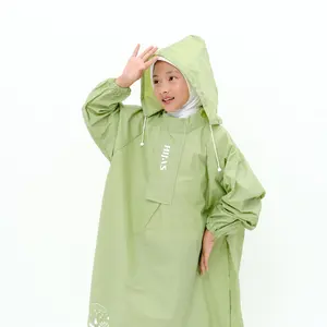 Jas Hujan Gamis Zipper Anak  Sekolah Bahan PVC Kuat dan Tebal Model Terbaru HIJAS Syari