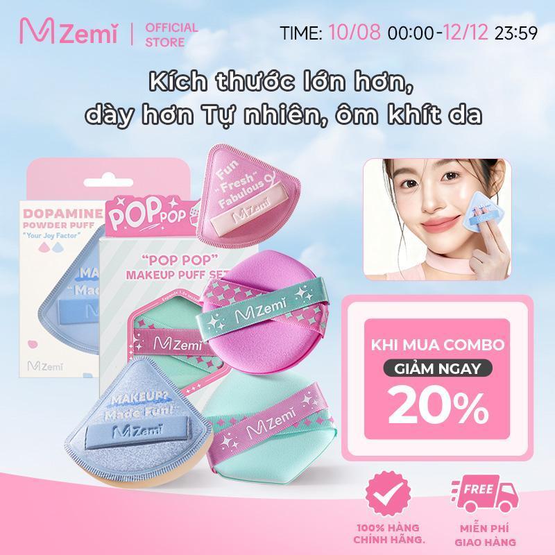 Bông mút trang điểm ZEMI lớp nền mềm mại và bám da kích thước siêu lớn dày dặn và bền chất liệu rubycell mịn màng thân thiện với da không hút kem nền thiết kế hình tam giác giúp trang điểm chính xác bộ 2 miếng kèm hộp đựng