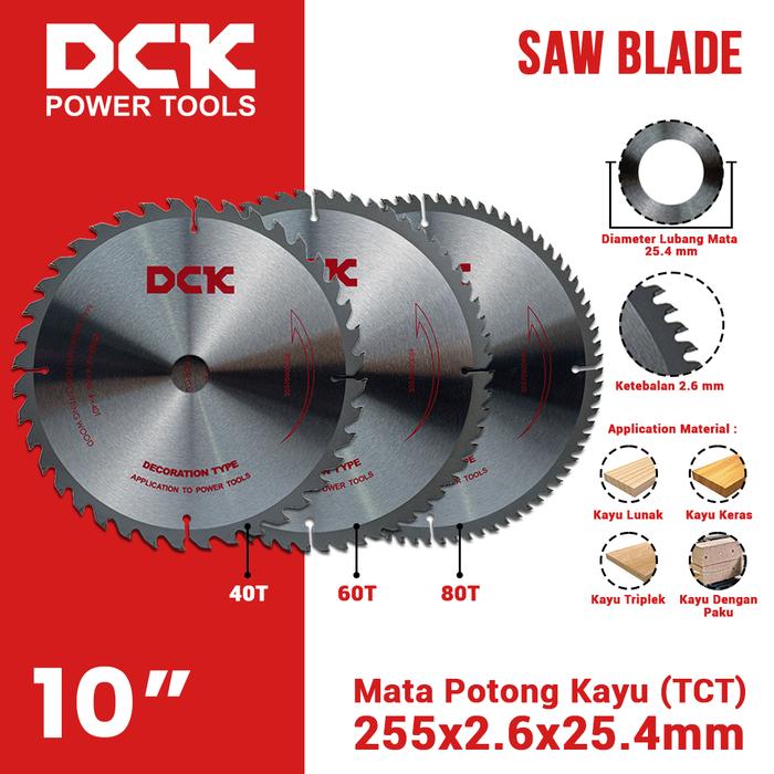Gambar DCK Saw Blade (TCT) 10 Inci / Mata Potong Kayu 255 mm dari DCK Power Tools Indonesia Kota Administrasi Jakarta Barat Tokopedia
