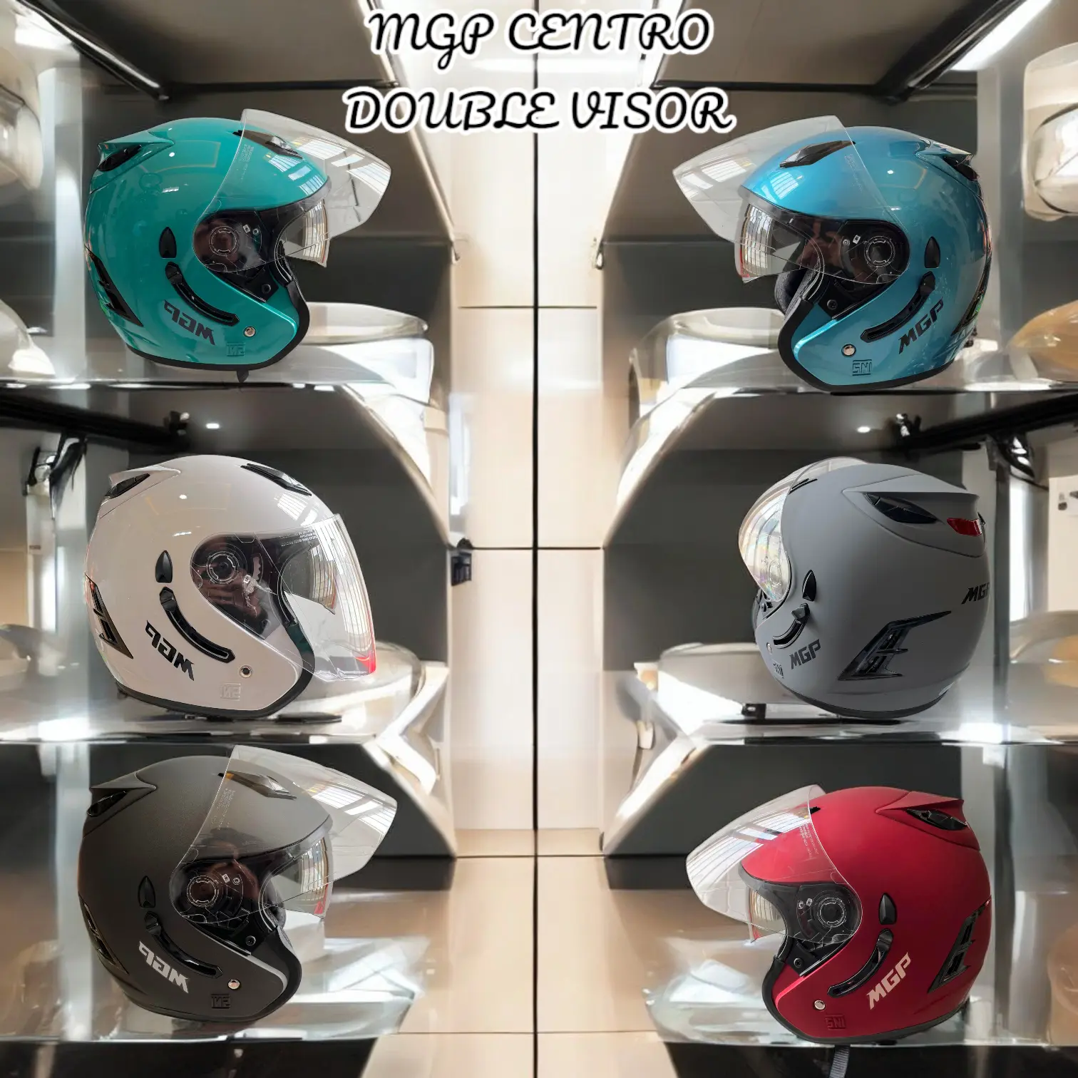 COD Helm MERK MGP Centro Dobel VISOR 2 Kaca Viral Terbaru 2025 TERLARIS ELEGAN DAN NYAMAN ALBA STORE