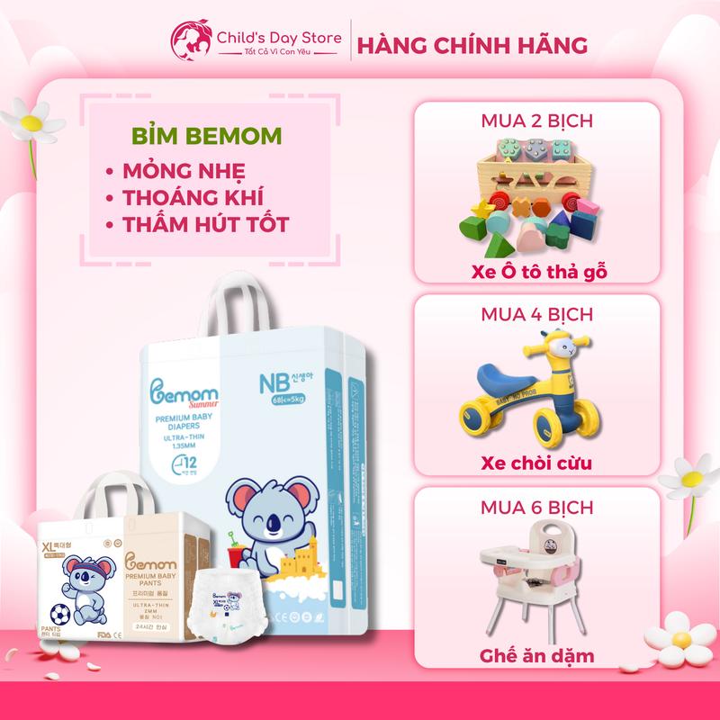 (Có quà) COMBO 2 Bịch BEMOM Hàn Quốc Quần/Dán Đủ Size - Bỉm bemom summer/ bemom plus - Childs day store 1